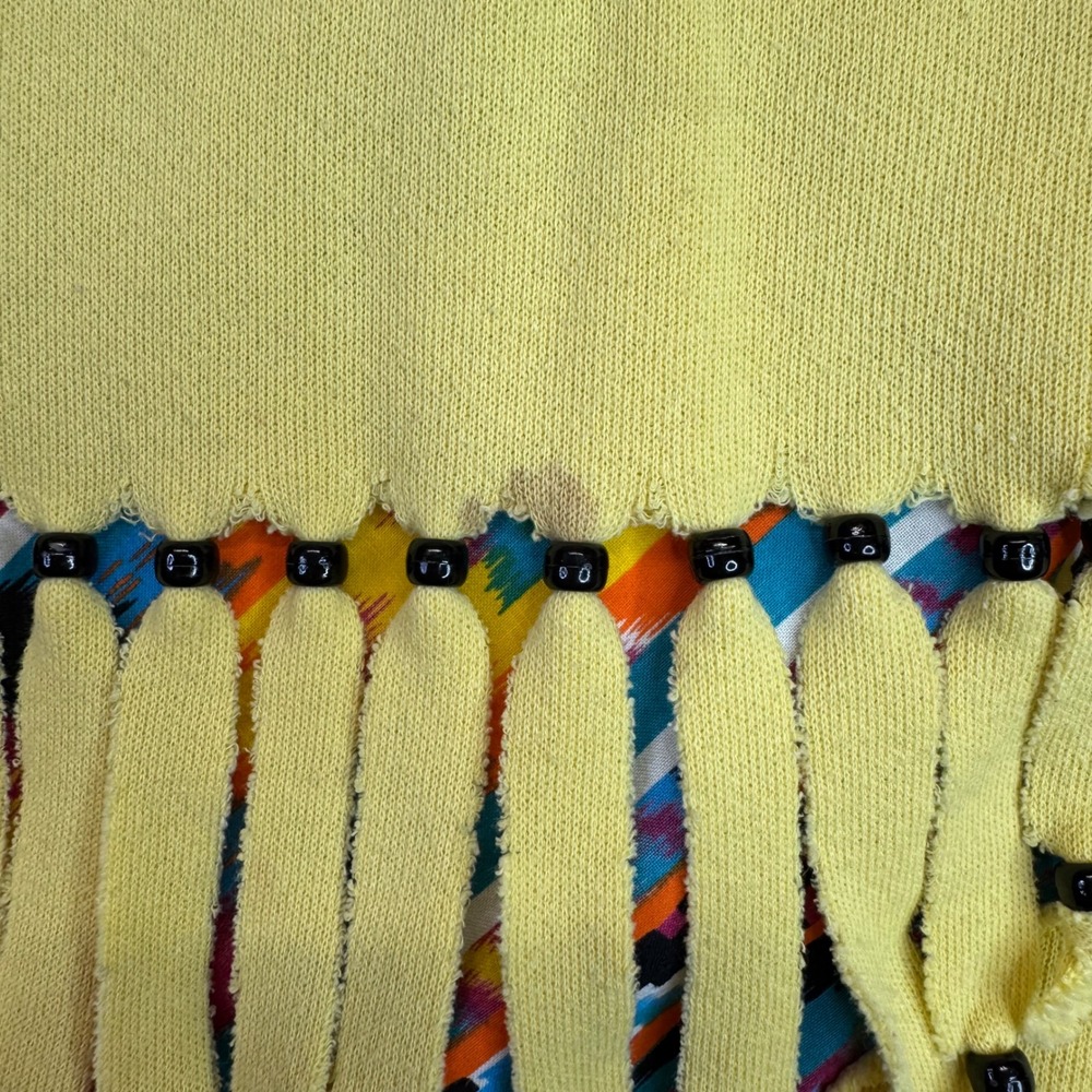 Vtg Discus Athletic Southwest Aztec Fringe Sweatshirt Medium Yellow 90s USA Boho - Picture 6 of 14